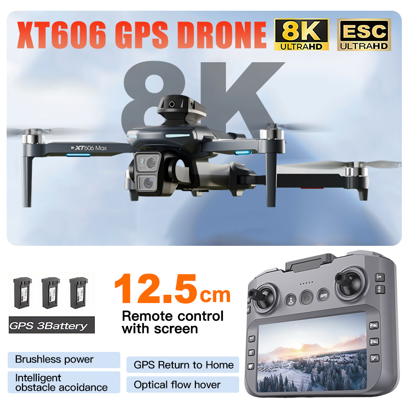 XT606 MAX 3 battery Drone 4k 8 – Drone Kit Long Range recenzja i cena